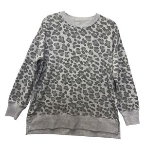 Aerie Gray Leopard Print Long‎ Sleeve Crewneck Sweatshirt - Women's Small